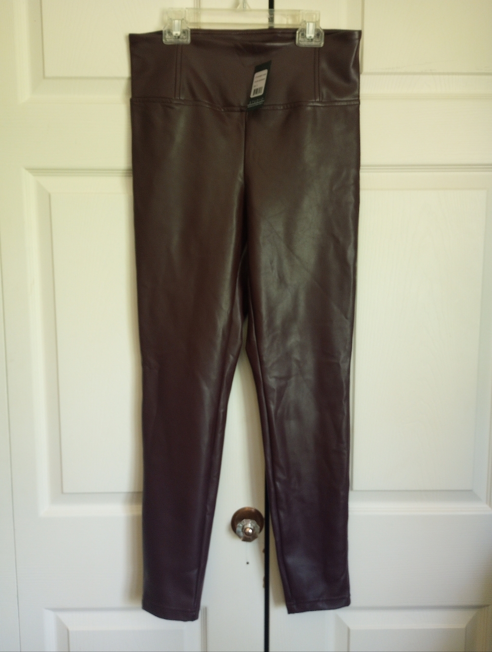 NWT Studio Badgley Mischka Cocoa Brown Faux Leather Leggings Pants S
